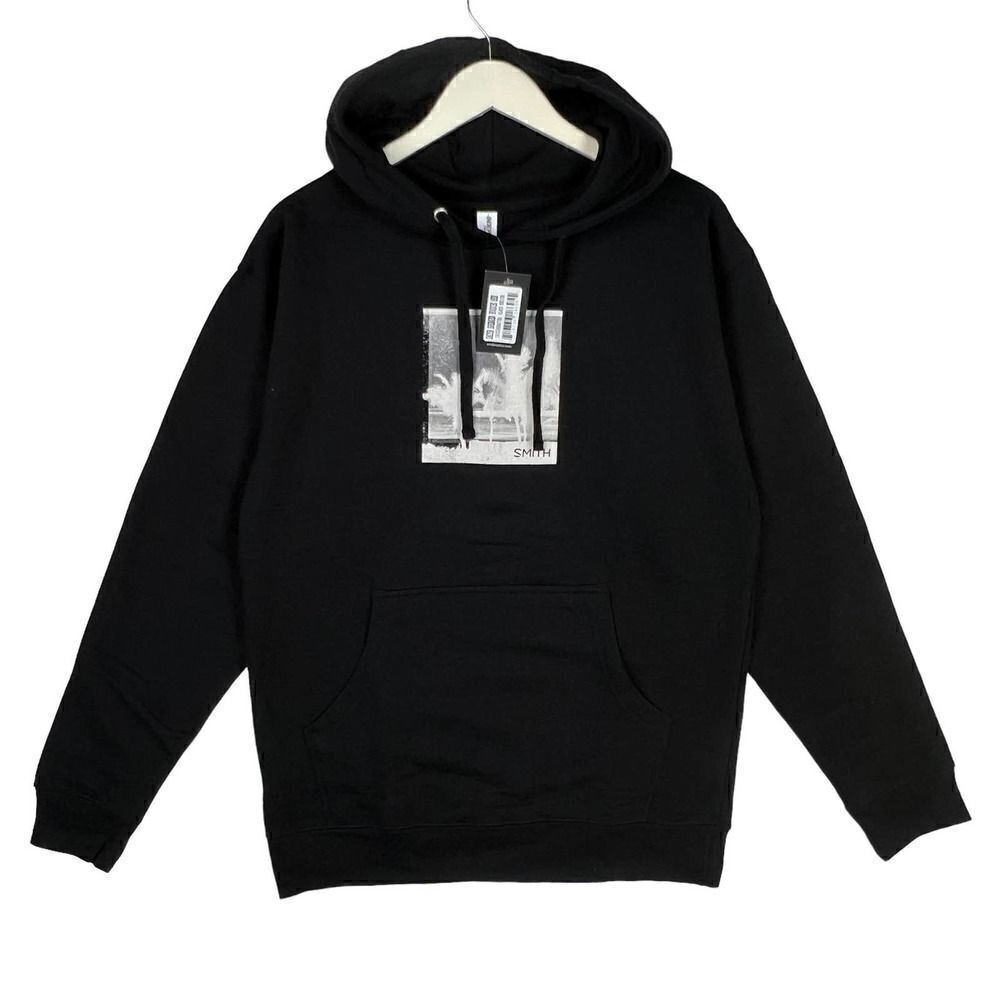 New Smith Men Black Breaker Pullover Hoodie Cotton Long Sleeve Sweater US M